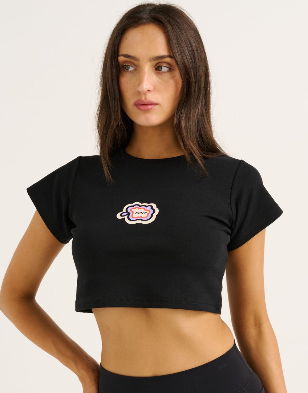 Cloud Cropped Tee - Black