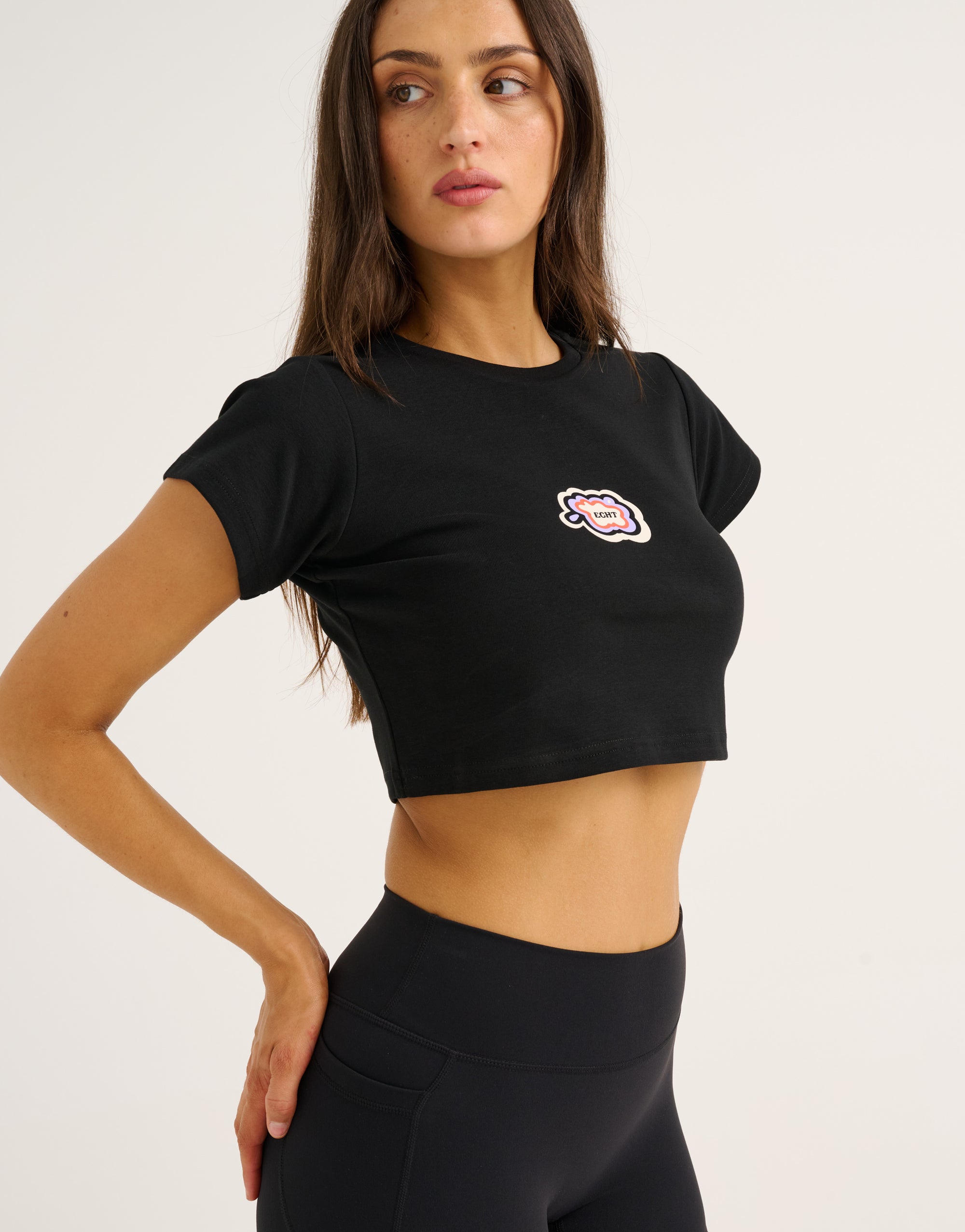 Cloud Cropped Tee - Black