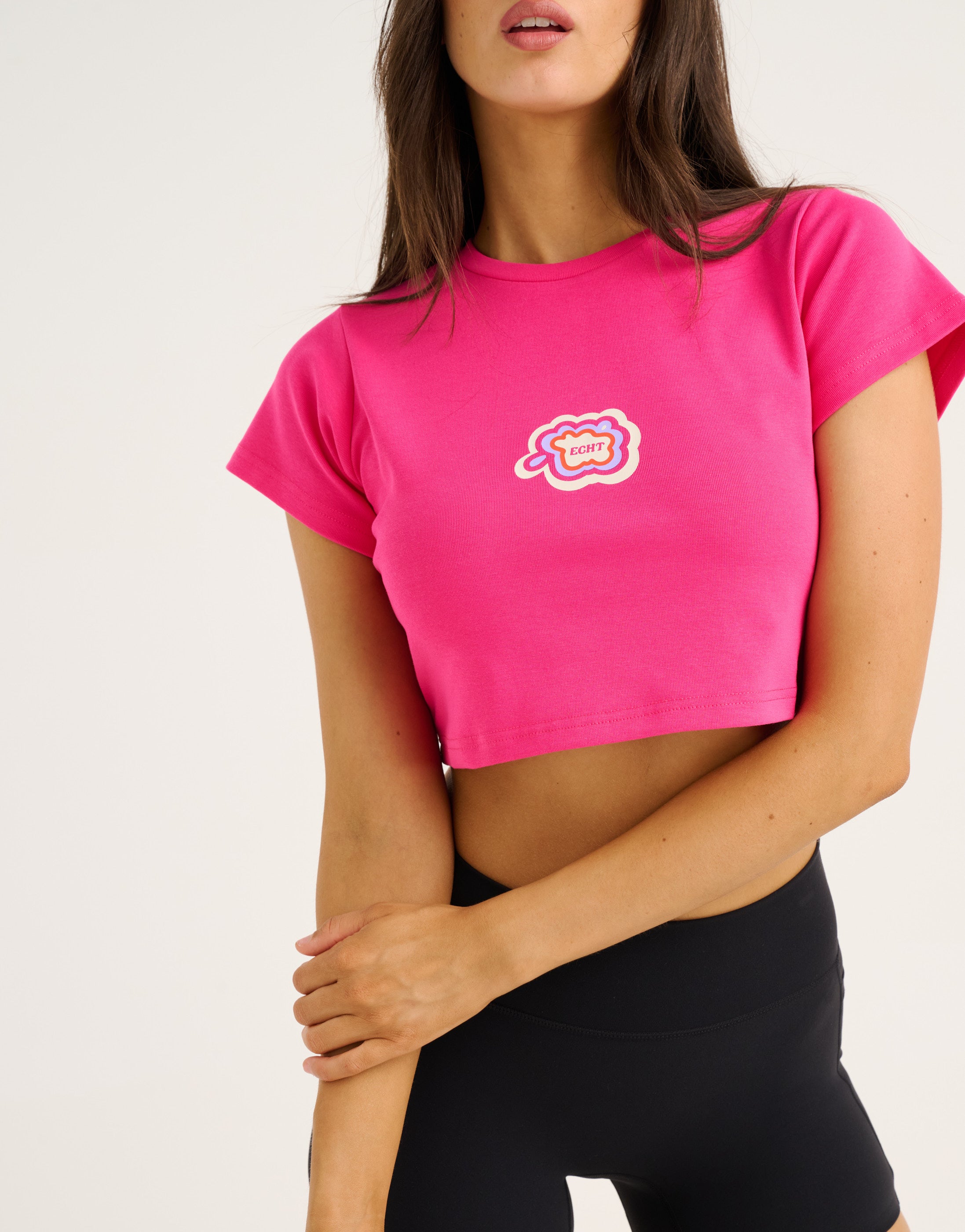 Cloud Cropped Tee - Pink
