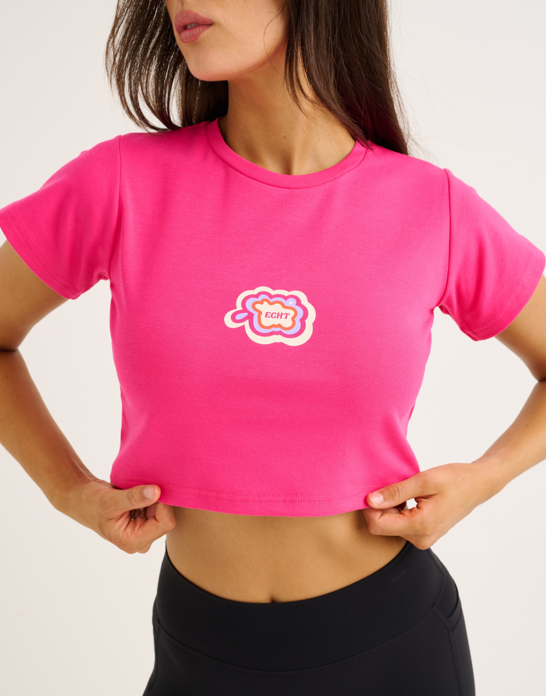 Cloud Cropped Tee - Pink