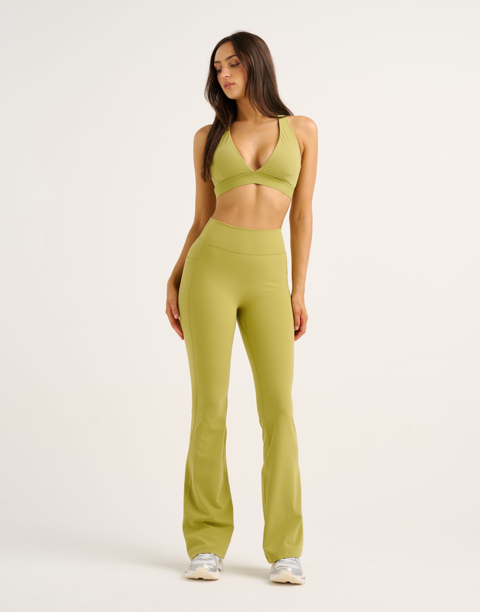 Flare Lycra Pocket Leggings - Olive
