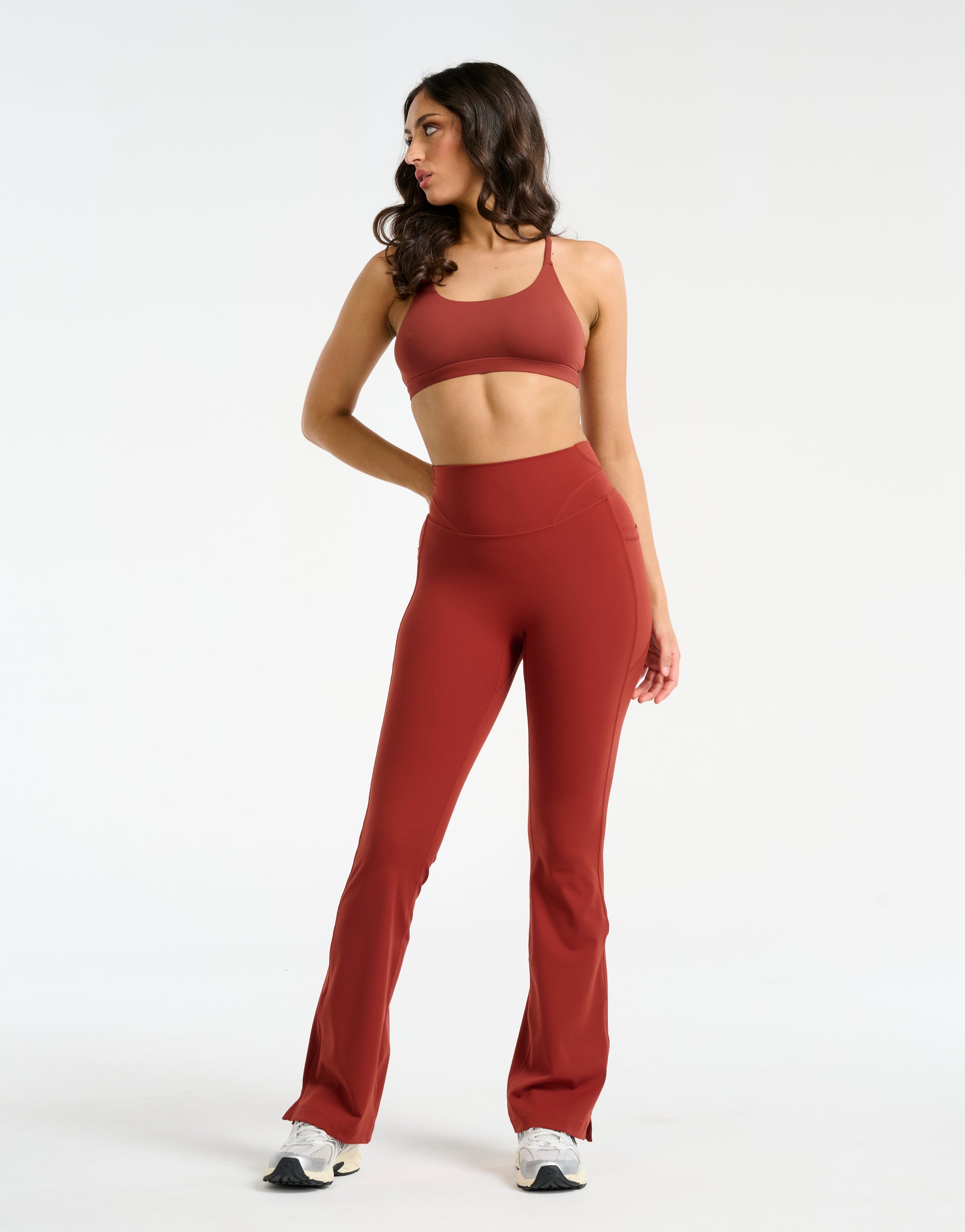 Sculpt Flare Lycra Pocket Leggings - Brown