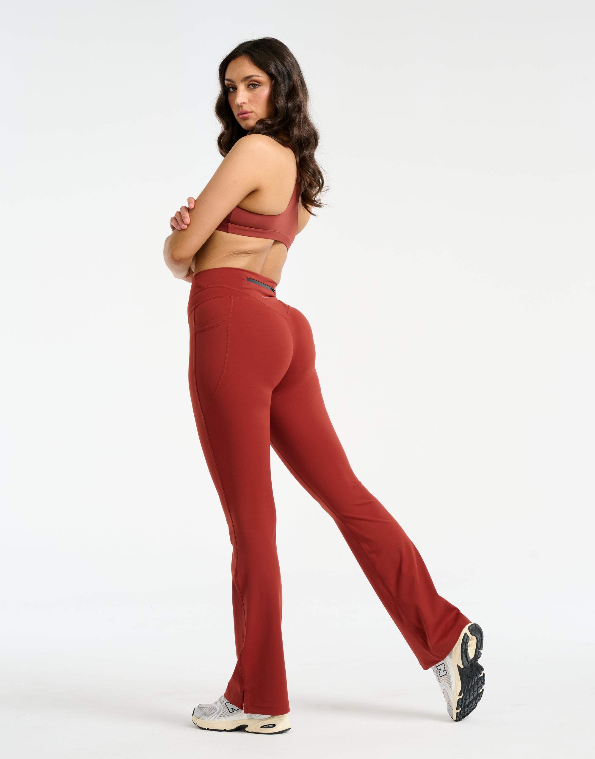 Sculpt Flare Lycra Pocket Leggings - Brown