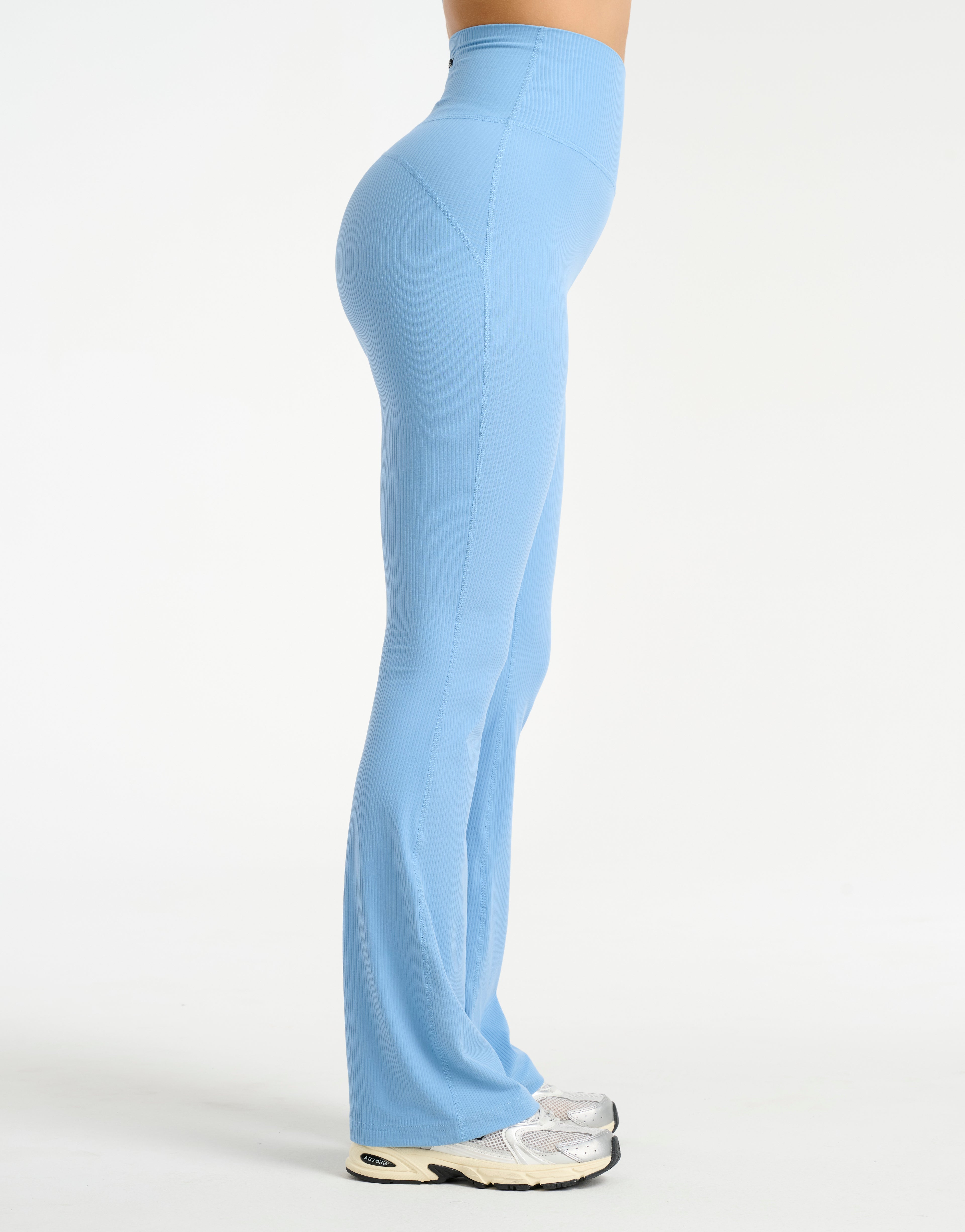 Flare Ribbed Leggings - Blue