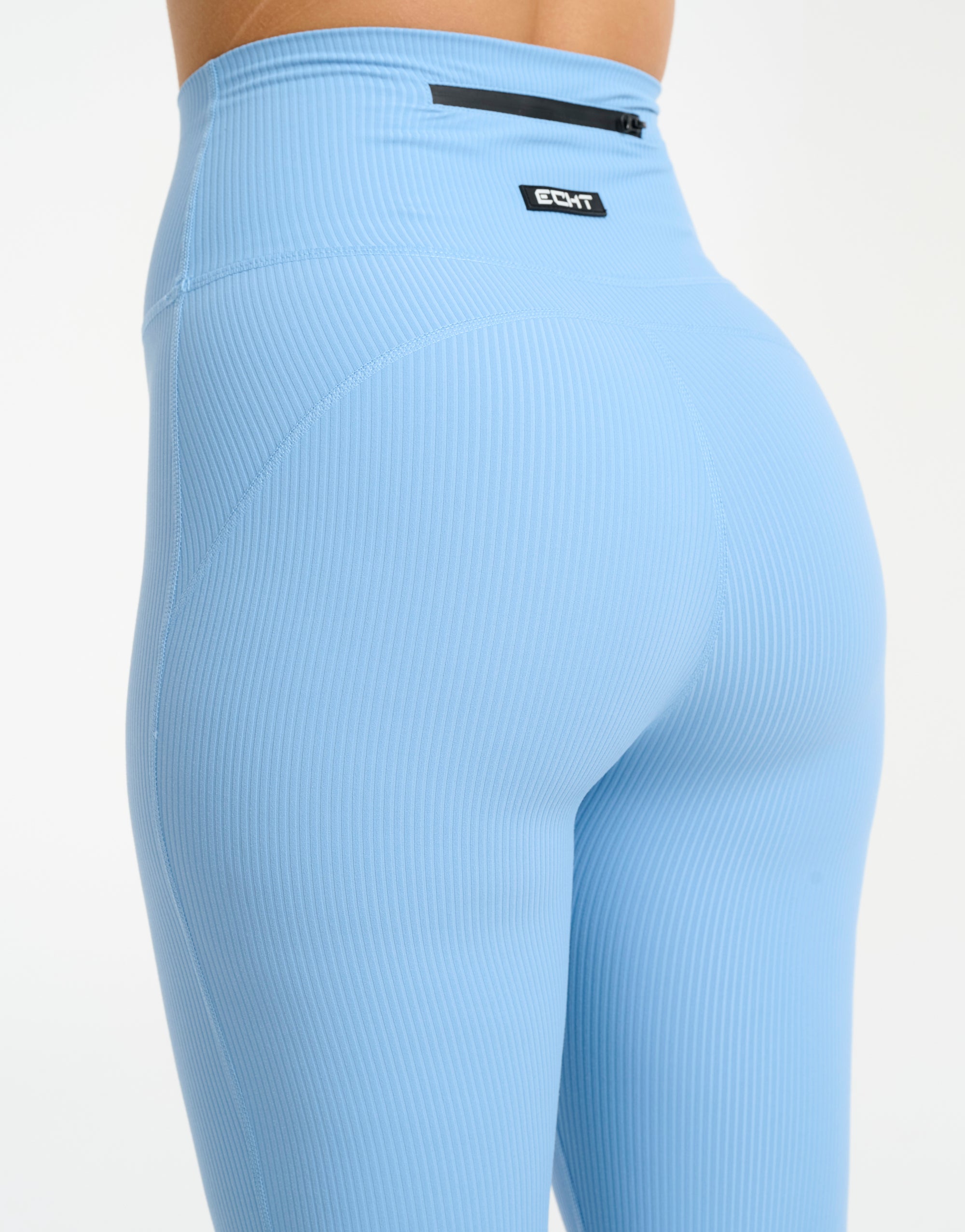 Flare Ribbed Leggings - Blue