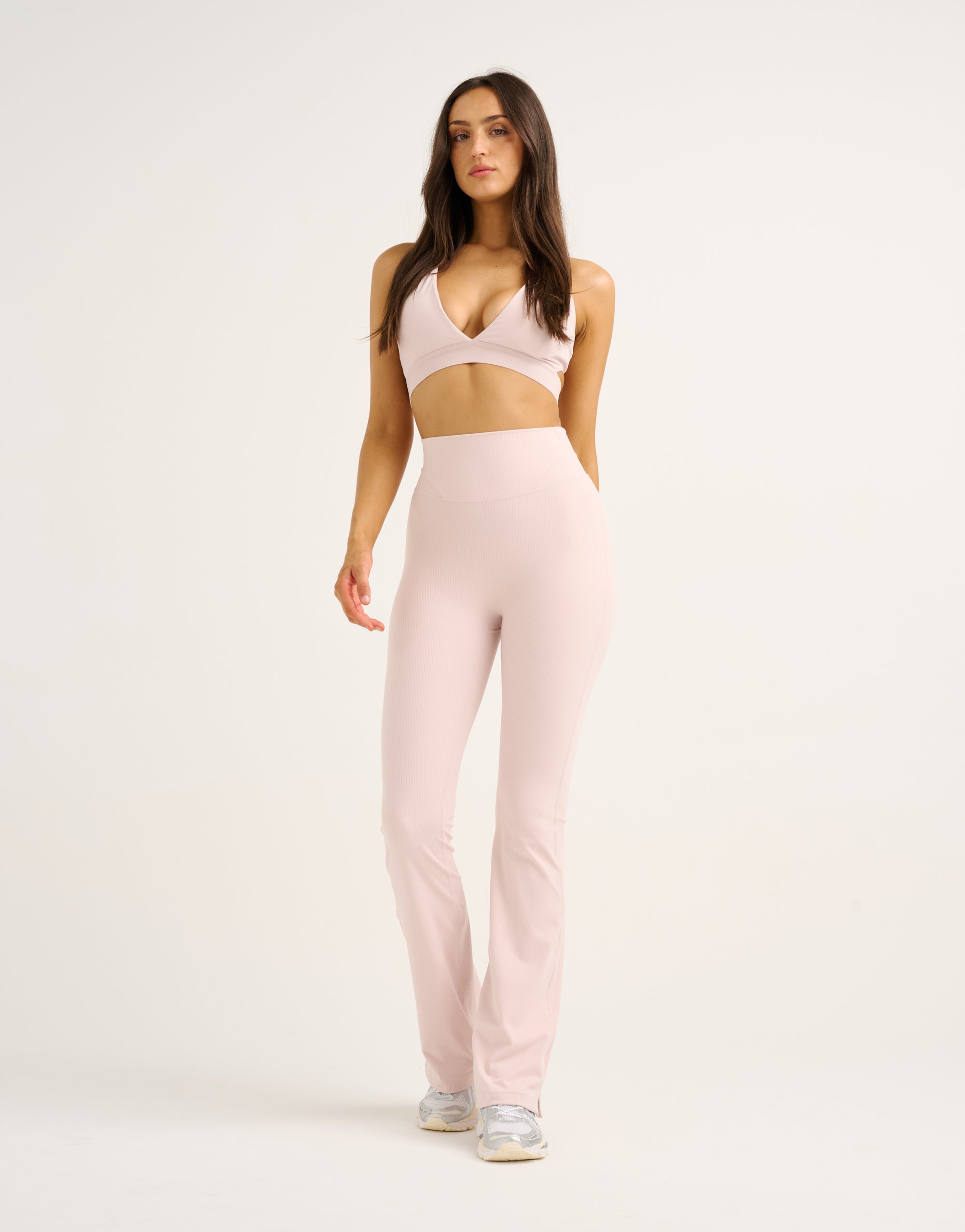Flare Ribbed Leggings V2 - Mauve