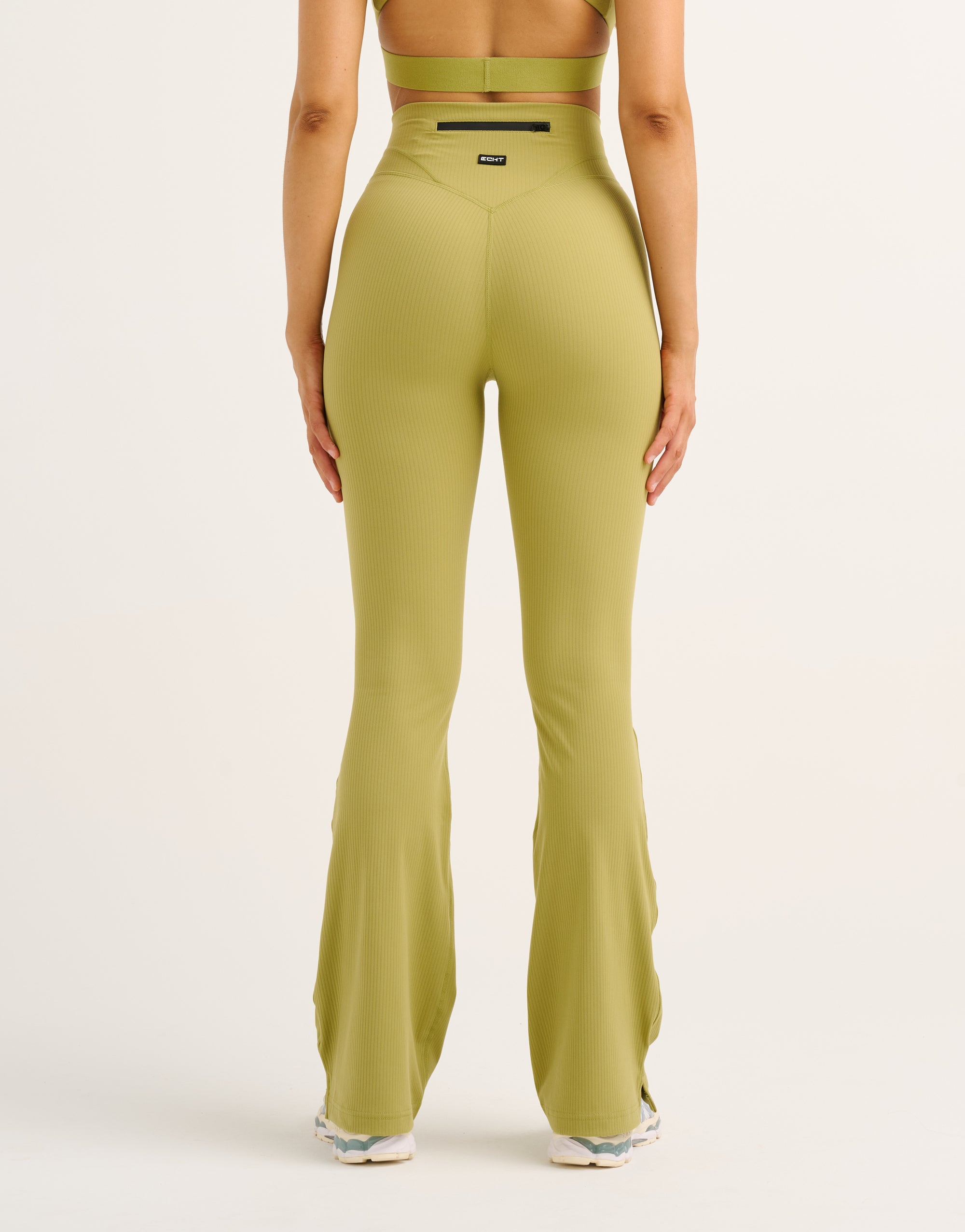 Flare Ribbed Leggings V2 - Olive