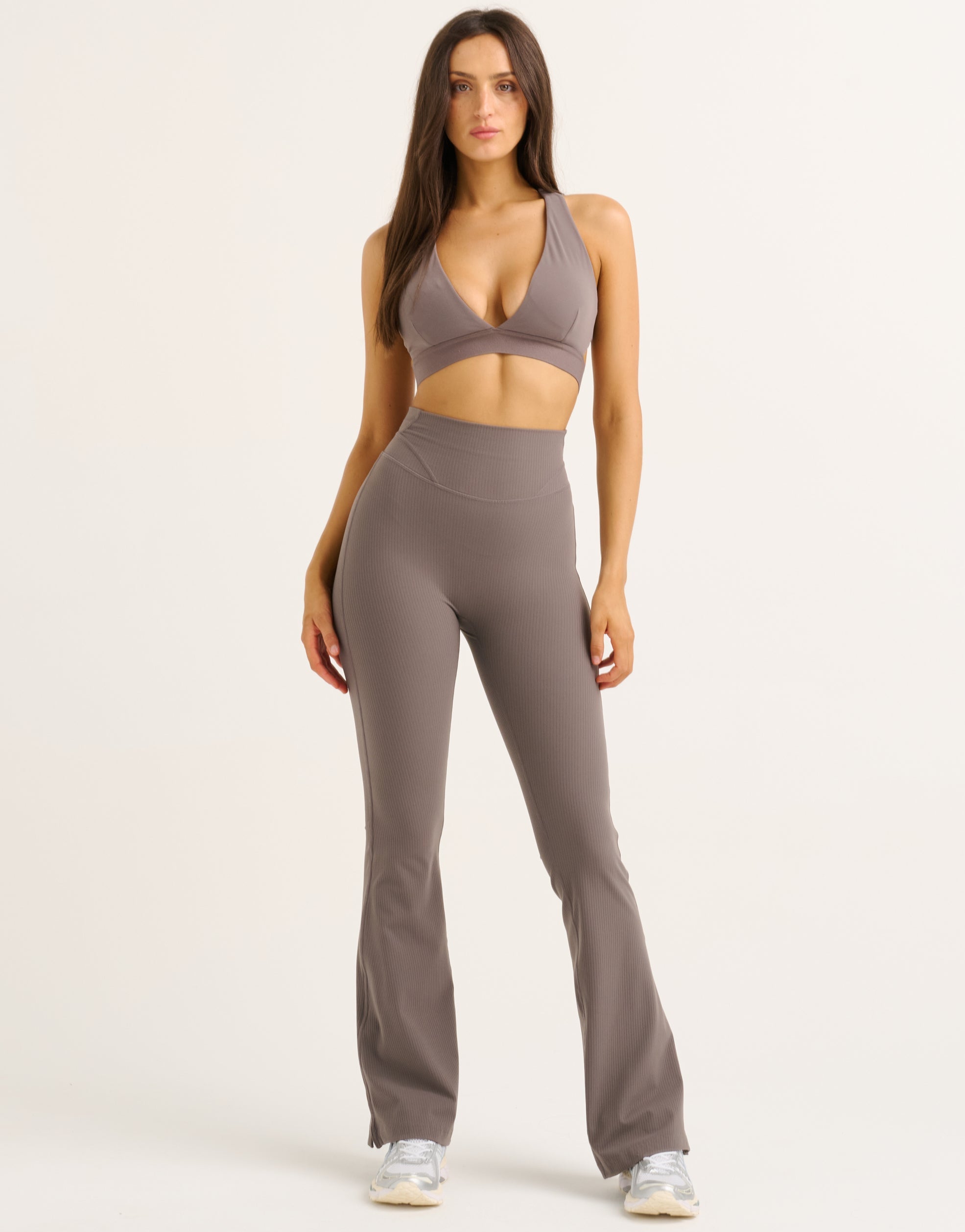 Flare Ribbed Leggings V2 - Slate Grey