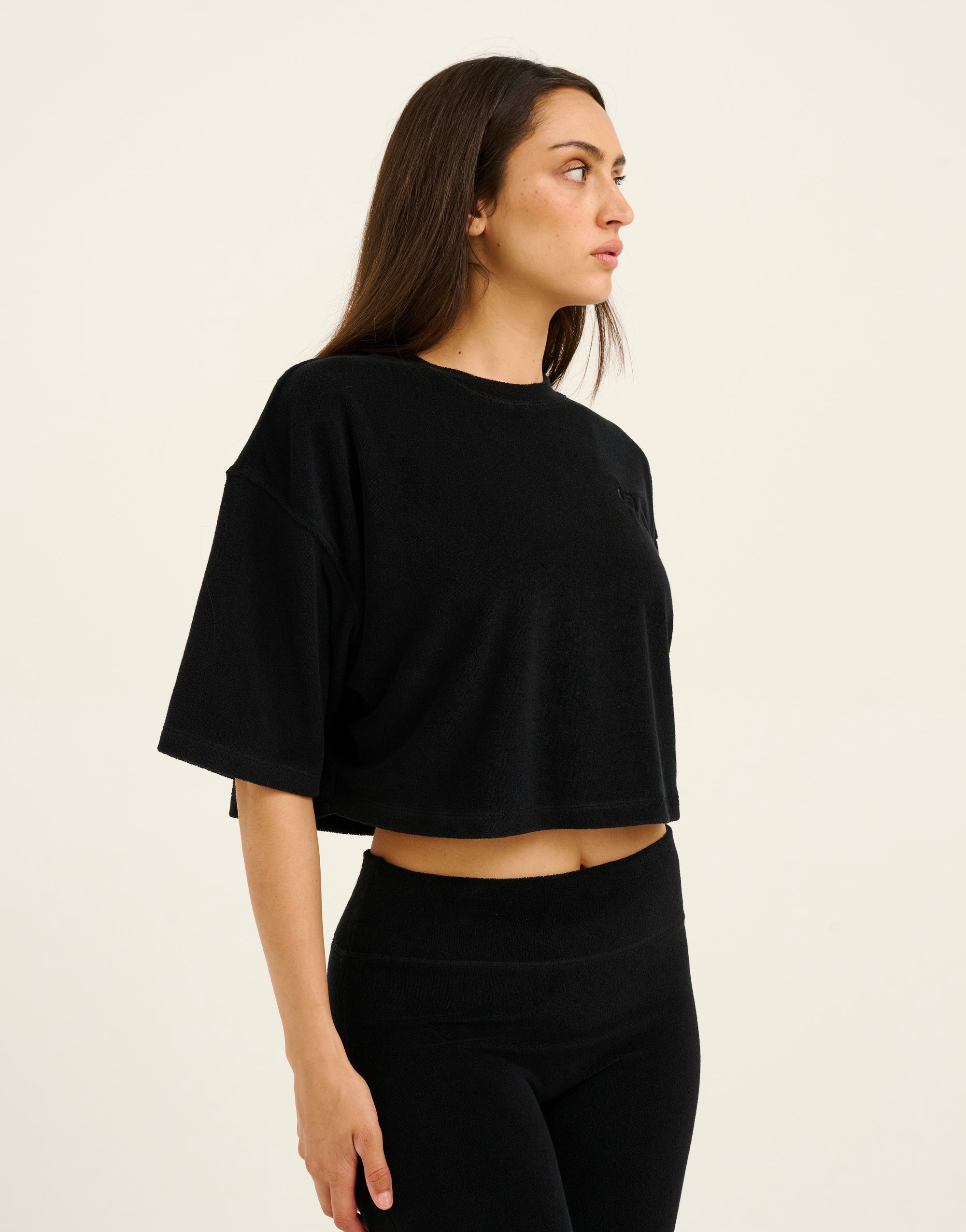 Terry Crop Tee - Black