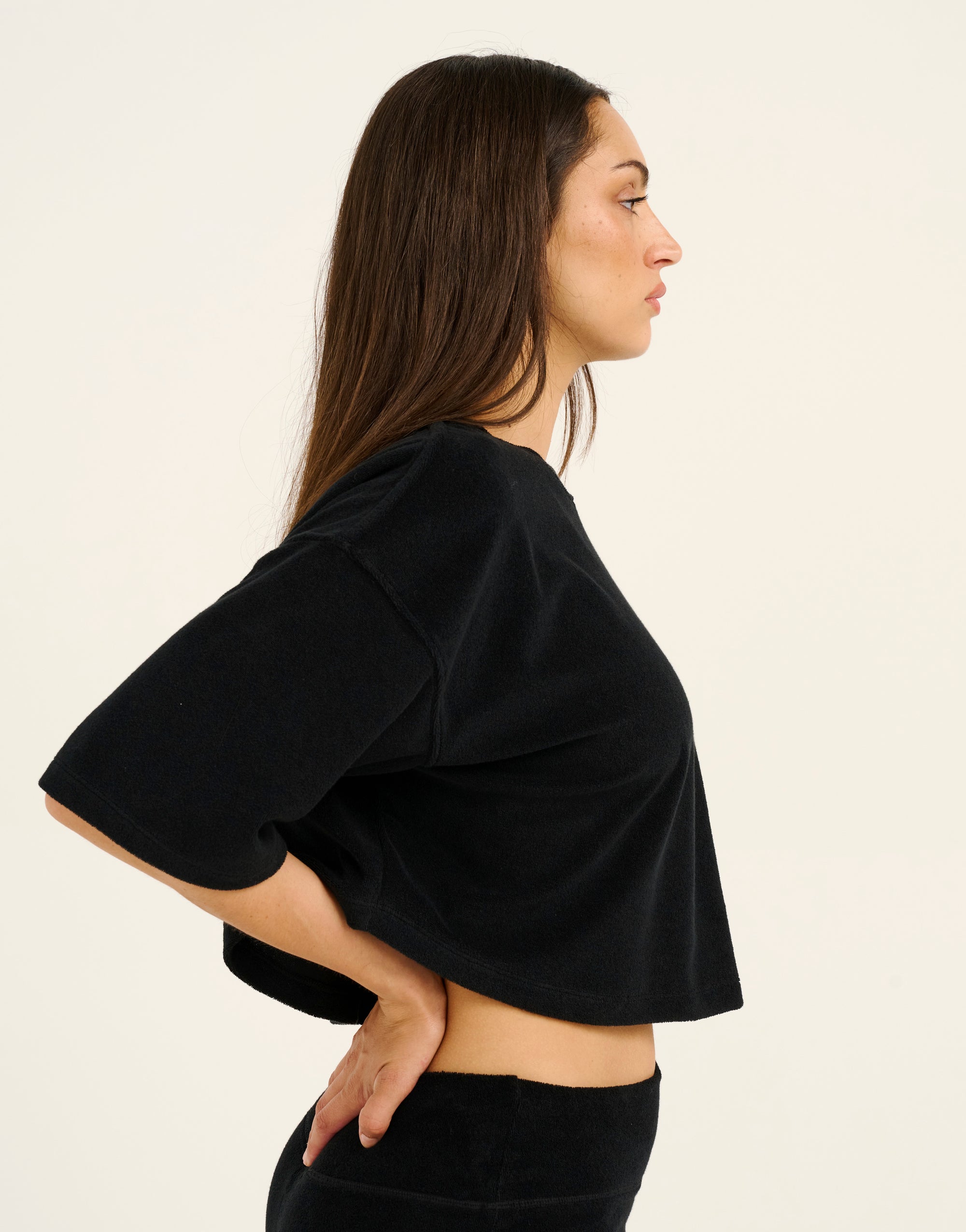Terry Crop Tee - Black
